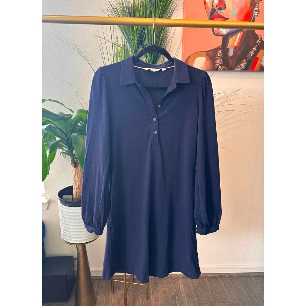 Boden Long Sleeve Shirt Dress in Navy Blue - Size 8R